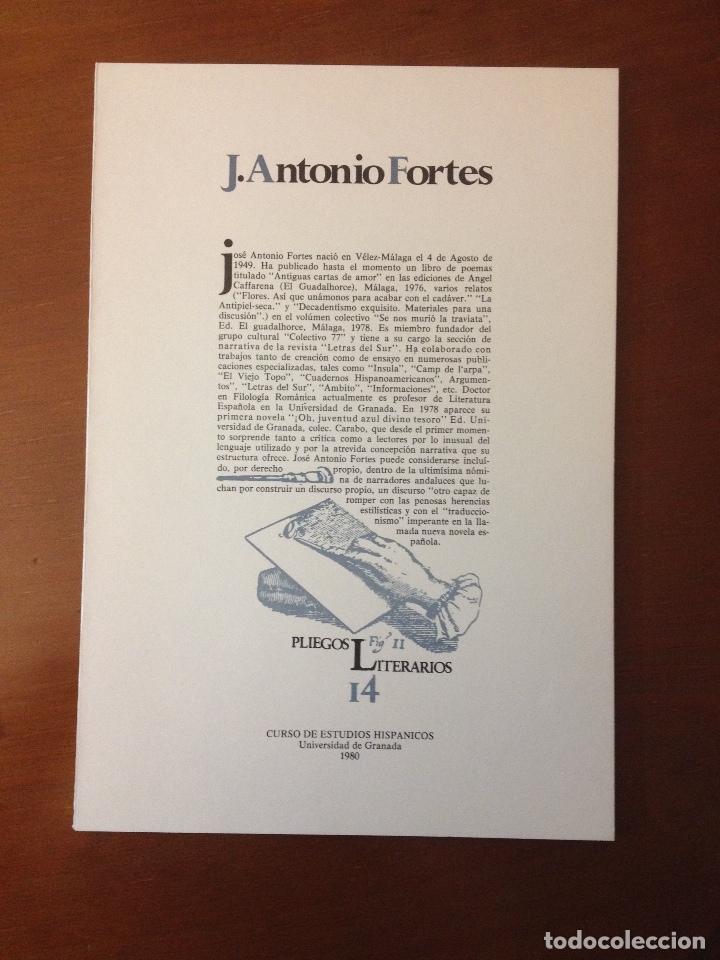 Libros antiguos: JOSE ANTONIO FORTES, Pliego literario, edici&oacute;n no venal, 1981.