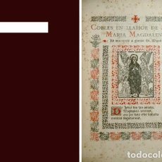 Livres anciens: BULBENA, A. COBLES EN LLAHOR DE SANTA MARIA MAGDALENA. AB UNA ORACIÓ AL GLORÓS SANT MIQUEL. 1899.. Lote 100596655