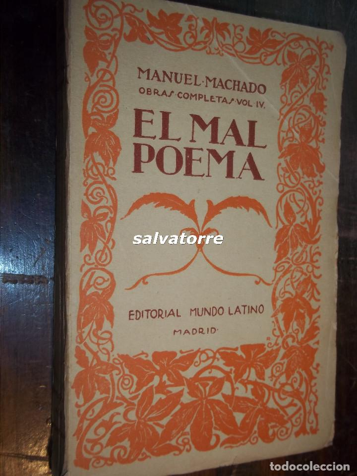 Antiquarische B&uuml;cher: MANUEL MACHADO.EL MAL POEMA.EDITORIAL MUNDO LATINO. 1923.MADRID.