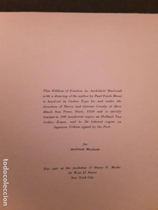Libros antiguos: MacLeish Archibald. Einstein. The black sun press. - Foto 3