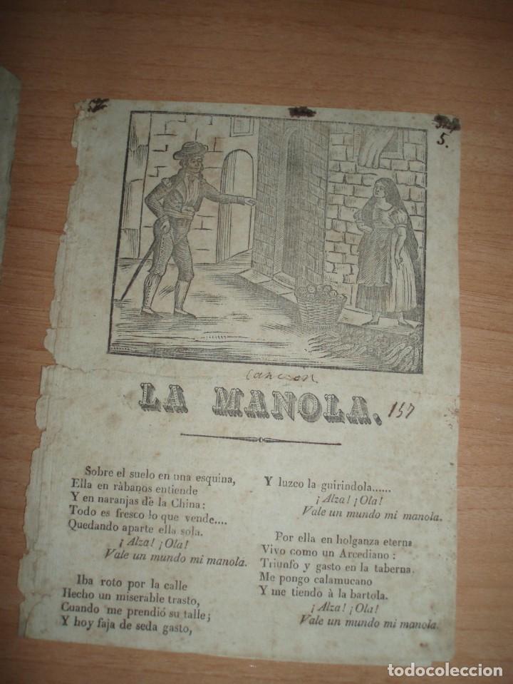 Libros antiguos: La Manola. Pliego suelto po&eacute;tico.