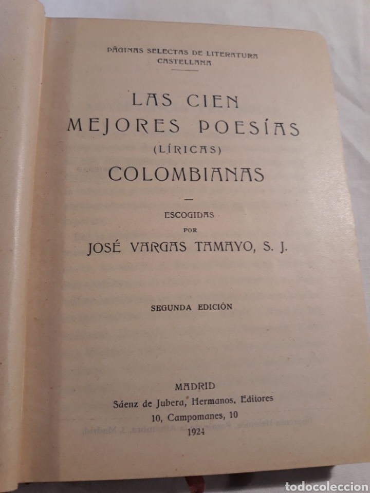 Antiquarische B&uuml;cher: Las cien mejores poesias colombianas. Vargas Tanayo. 1924.