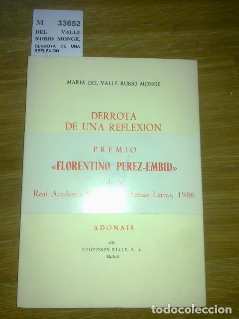 Libros antiguos: VALLE RUBIO MONGE, Maria del - DERROTA DE UNA REFLEXION