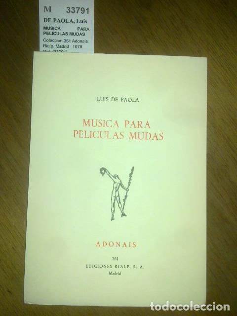 Libros antiguos: PAOLA, Luis de - MUSICA PARA PELICULAS MUDAS