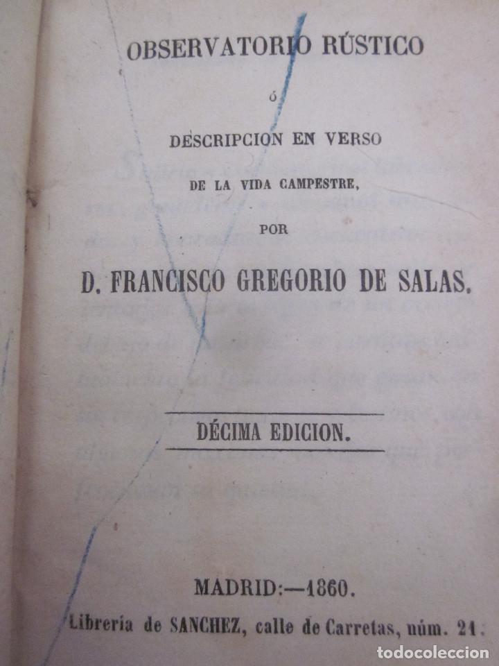 Libros antiguos: OBSERVATORIO R&Uacute;STICO D.FRANCISCO GREGORIO DE SALAS - Foto 3