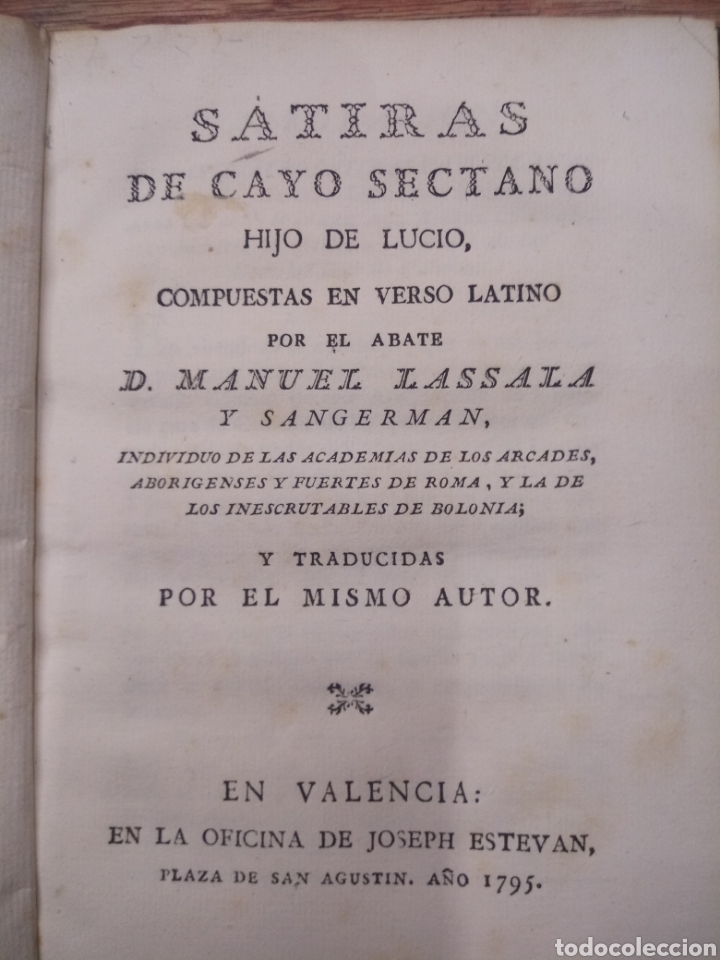 Livres anciens: SATIRAS DE CAYO SECTANO HIJO DE LUCIO