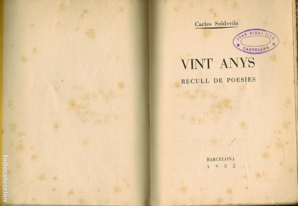 Libros antiguos: VINT ANYS (RECULL DE POESIES)