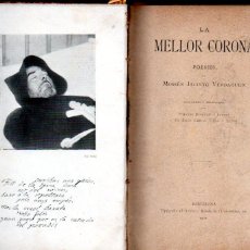 Libros antiguos: MOSSÉN JACINTO VERDAGUER : LA MELLOR CORONA (AVENÇ, 1902)