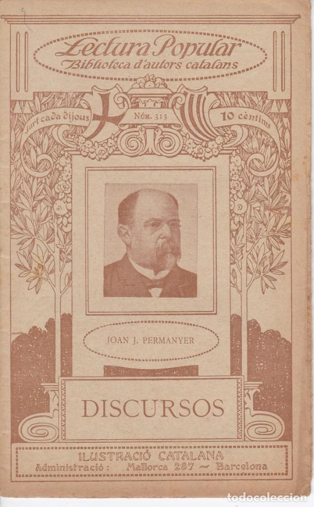 Libros antiguos: N&ordm; 313 JOAN J. PERMANYER - DISCURSOS ( ILUSTRACIO CATALANA)