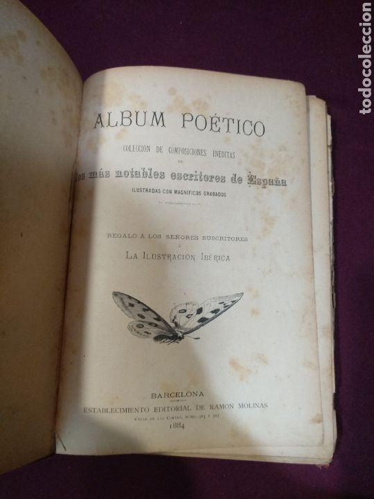Libros antiguos: &Aacute;lbum po&eacute;tico 1884, recopilaci&oacute;n poemas
