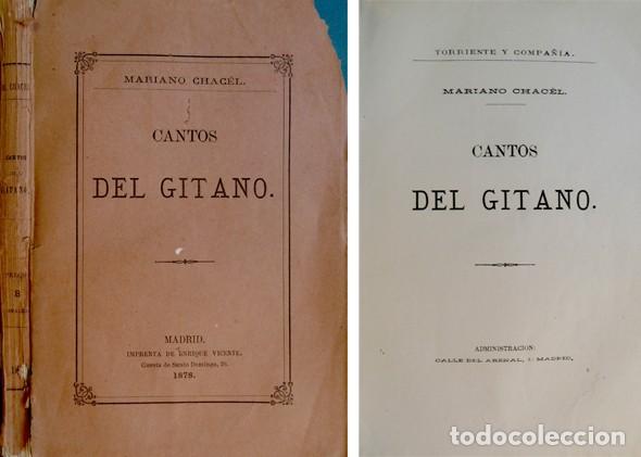 Libros antiguos: CHACEL, Mariano. Cantos del Gitano. 1878. - Foto 1