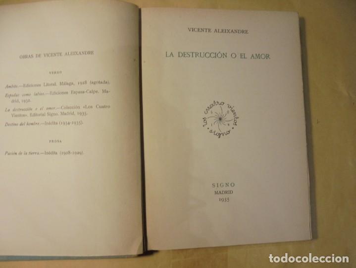 Antiquarische B&uuml;cher: ALEIXANDRE. LA DESTRUCCI&Oacute;N O EL AMOR. 1935. 1&ordf; EDICI&Oacute;N