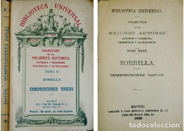 Libros antiguos: ZORRILLA, Jos&eacute;. Composiciones varias. 1926. - Foto 1
