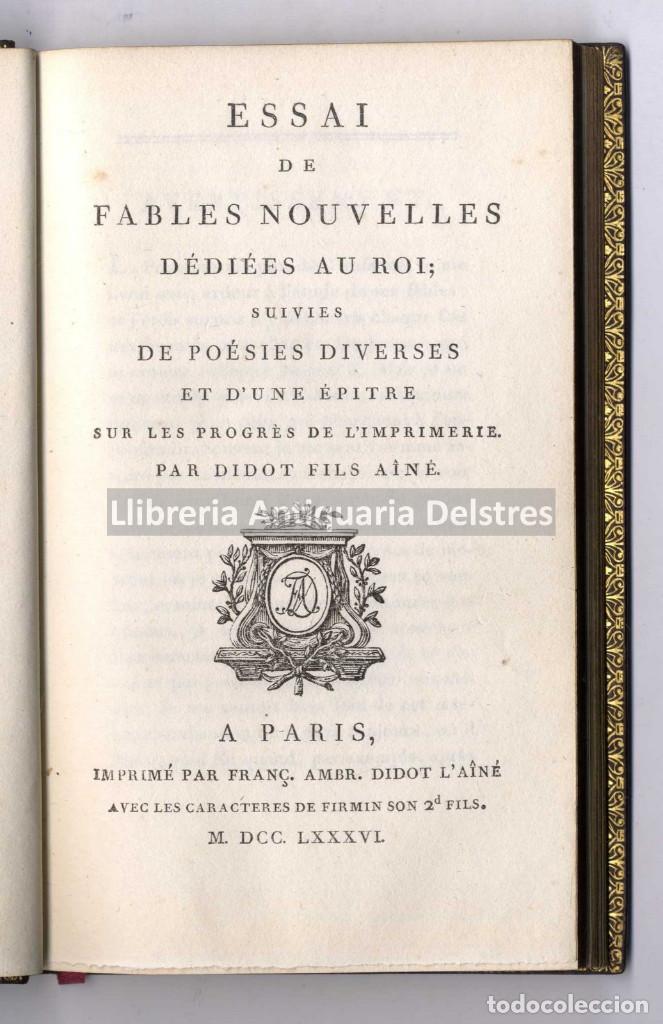 Libros antiguos: Didot fils Ain&eacute;. Essai de Fables Nouvelles d&eacute;di&eacute;es au Roi; suivis de Po&eacute;sies diverses...