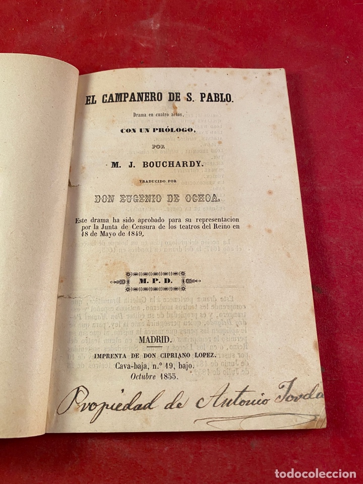 Libros antiguos: El campanero S.Pablo 1855