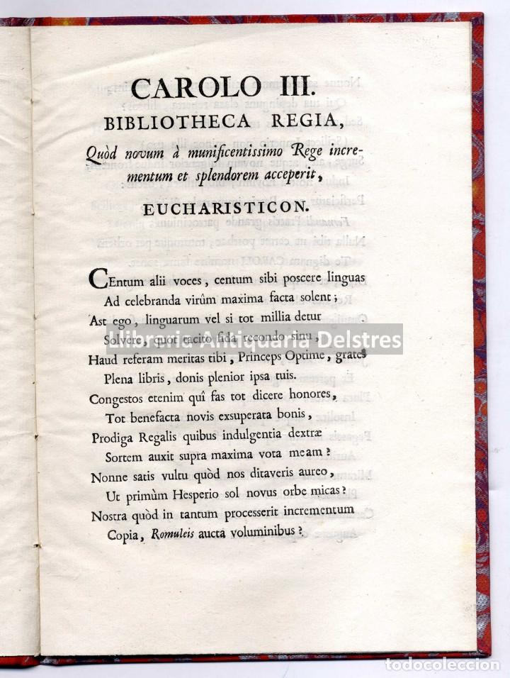 Libros antiguos: [Iriarte, Juan de]. Accion de gracias de la Real Biblioteca a Carlos III.