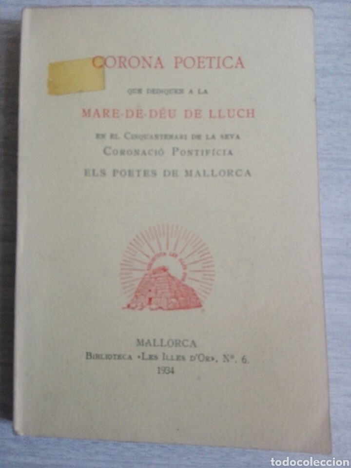 Libros antiguos: Libro corona poetica mare de D&eacute;u de lluch Mallorca 1934