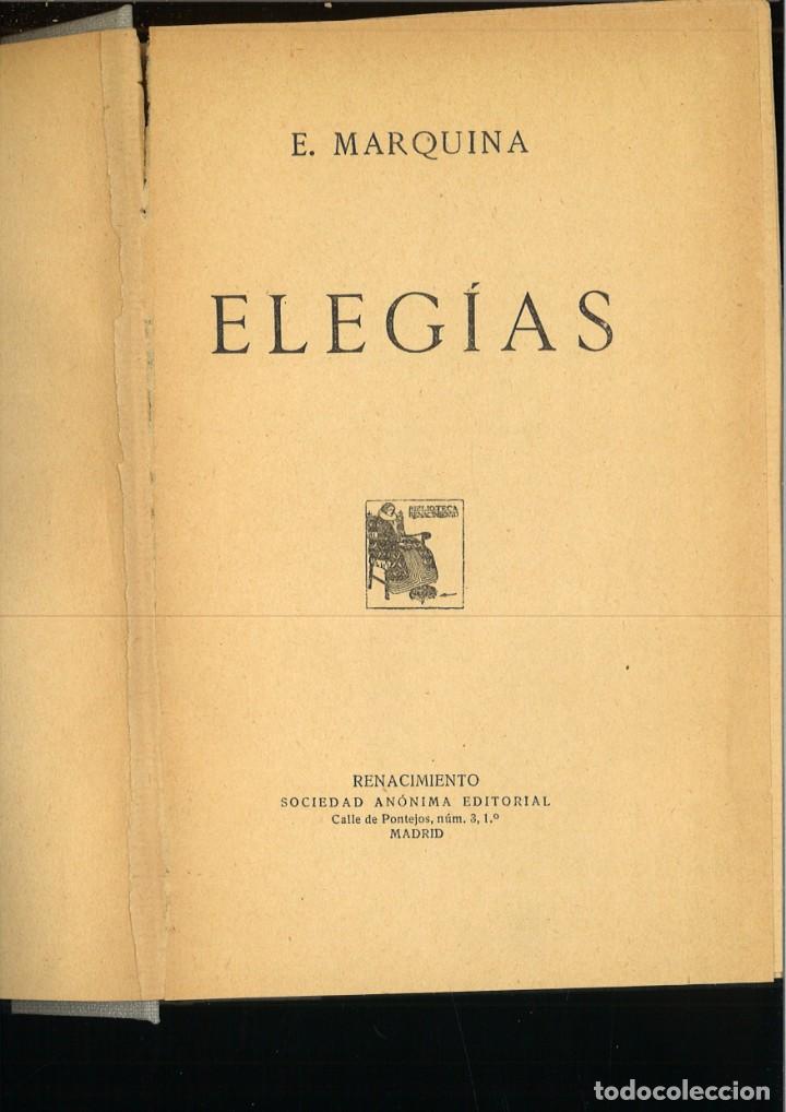Libros antiguos: ELEG&Iacute;AS. E. Marquina - Foto 2
