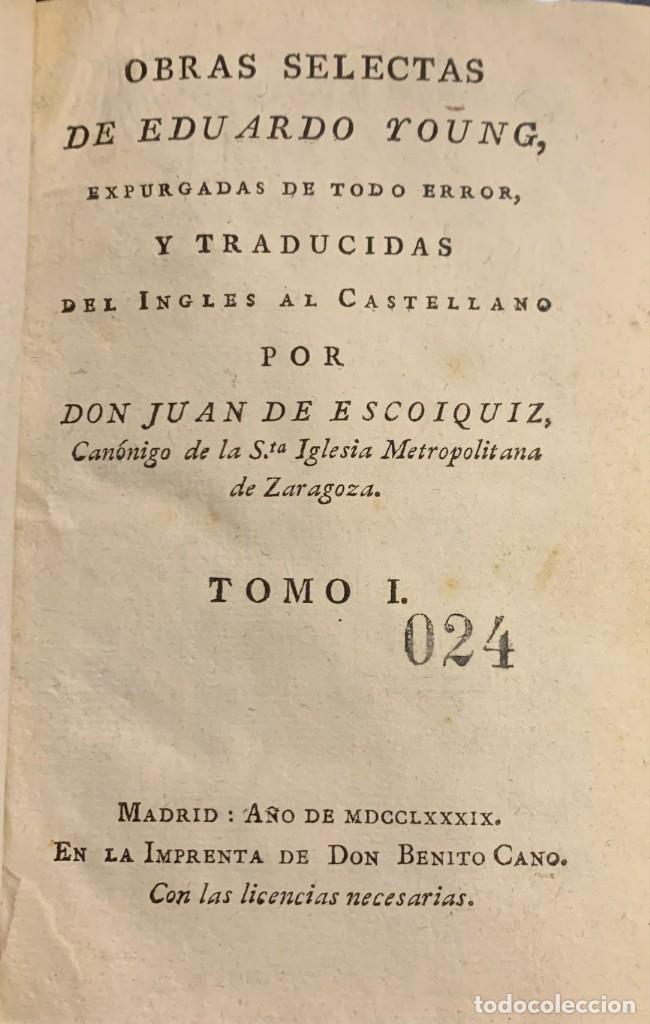 Libros antiguos: Obras Selectas. Eduardo Young - Foto 2