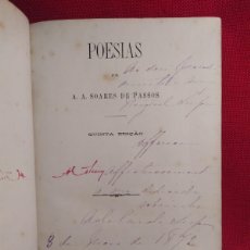 Libros antiguos: 1870. POESÍAS. A. A. SOARES DE PASSOS. ULTRA-ROMANTICISMO. PORTUGAL.. Lote 367292269