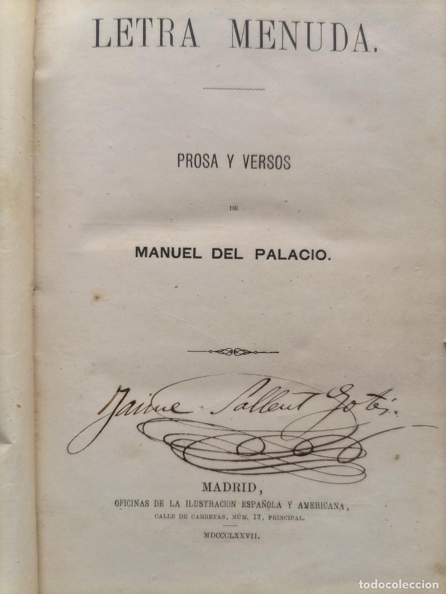 Libros antiguos: Letra Menuda Manuel del Palacio 1877 - Foto 4