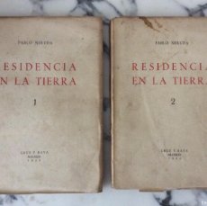 Libros antiguos: ANTIGUO LIBRO DE POESÍA: RESIDENCIA EN LA TIERRA - 2 TOMOS - PABLO NERUDA - 1ª ED. 1935