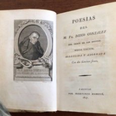 Libros antiguos: POESÍAS DEL M. FR. DIEGO GONZALEZ. CON DOS LÁMINAS FINAS. VALENCIA, 1817.. Lote 388845924