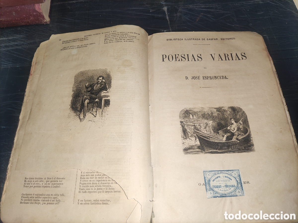 Libros antiguos: Obras de Espronceda... (Con deterioros). - Foto 5