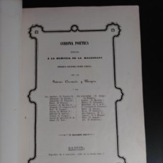 Libros antiguos: CORONA POÉTICA A LA MEMORIA DE LA MALOGRADA SEÑORITA FRANCISCA MADOZ Y ROJAS (1850)