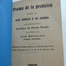 Libros antiguos: POEMA DE LA PREVISIÓN. JOSÉ IGNACIO S. DE URBINA