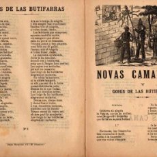 Libros antiguos: PLIEGO CORDEL NOVAS CAMARELLAS Y GOIGS DE LAS BUTIFARRAS. CIRCA 1890