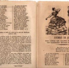 Libros antiguos: PLIEGO CORDEL DECIMAS DE AMOR PARA CANTAR LOS GALANES, SEGUIDAS DE DECIMAS DESBERATADAS