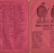 Libros antiguos: PLIEGO CORDEL DECIMAS SALEROSAS EN SAL Y SENSA. Nº 603. CIRCA 1890