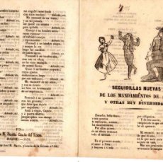 Libros antiguos: PLIEGO CORDEL SEGUIDILLAS NUEVAS DE LOS MANDAMIENTOS DE AMOR Y OTRAS MUY DIVERTIDAS. AÑO 1858
