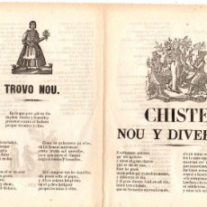 Libros antiguos: PLIEGO CORDEL CHISTE NOU Y DIVERTIT. EN CATALAN. C. 1870
