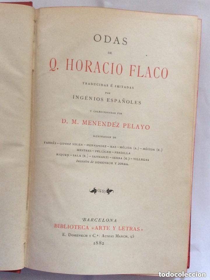 Libros antiguos: Odas De Q. Horacio Flaco 1882, - Foto 2