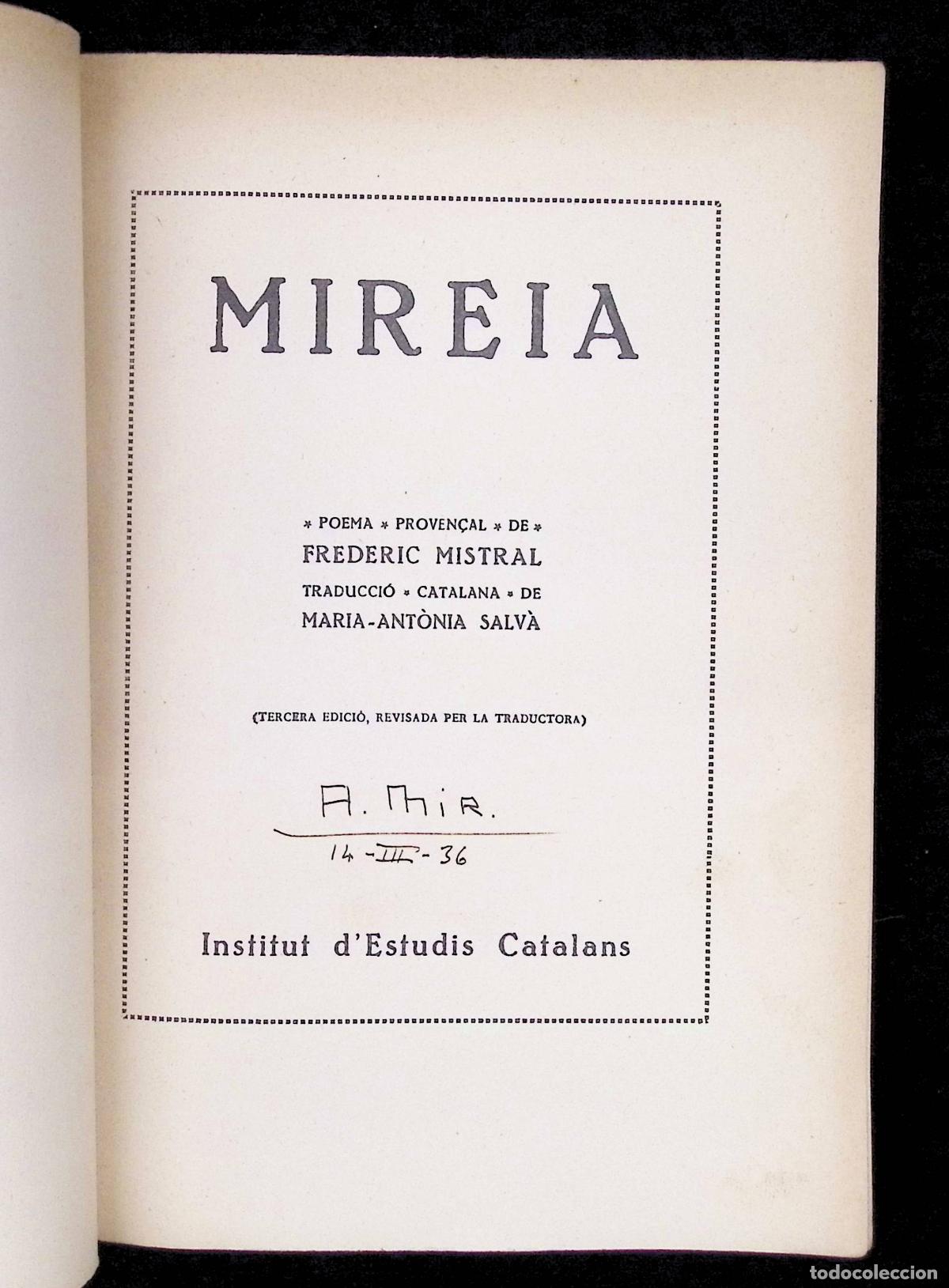 Libros antiguos: MIREIA. - MISTRAL, Frederic. 1935. - Foto 2