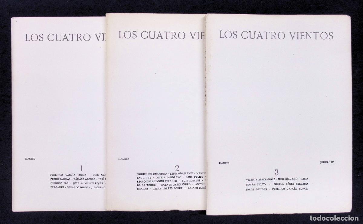 Libros antiguos: LOS CUATRO VIENTOS. - [Revista.] 3 N&Uacute;MEROS COMPLETA. 1933. LORCA, ALBERTI, BERGAM&Iacute;N...