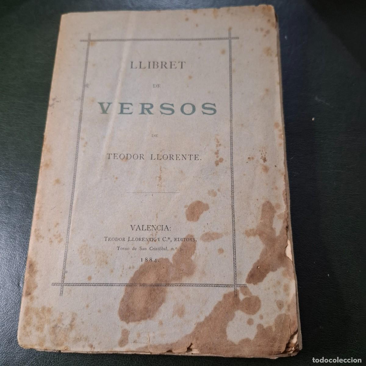 Libros antiguos: Llibret de versos - Teodoro Llorente - 1884 - Foto 1