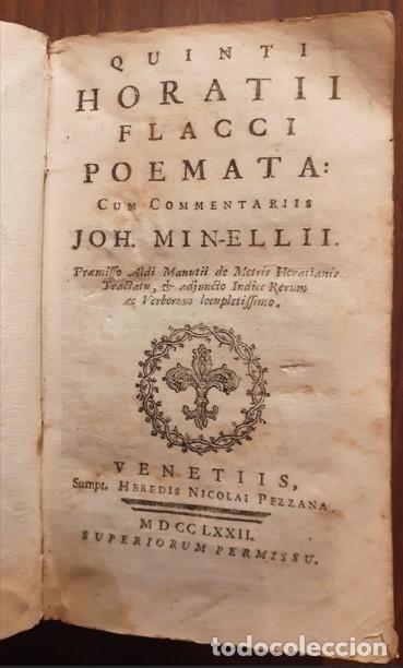 Antiquarische B&uuml;cher: Quinti Horatii Flacci Poemara (en lat&iacute;n) - Commentariis: Joh. Min-ellii - 1772