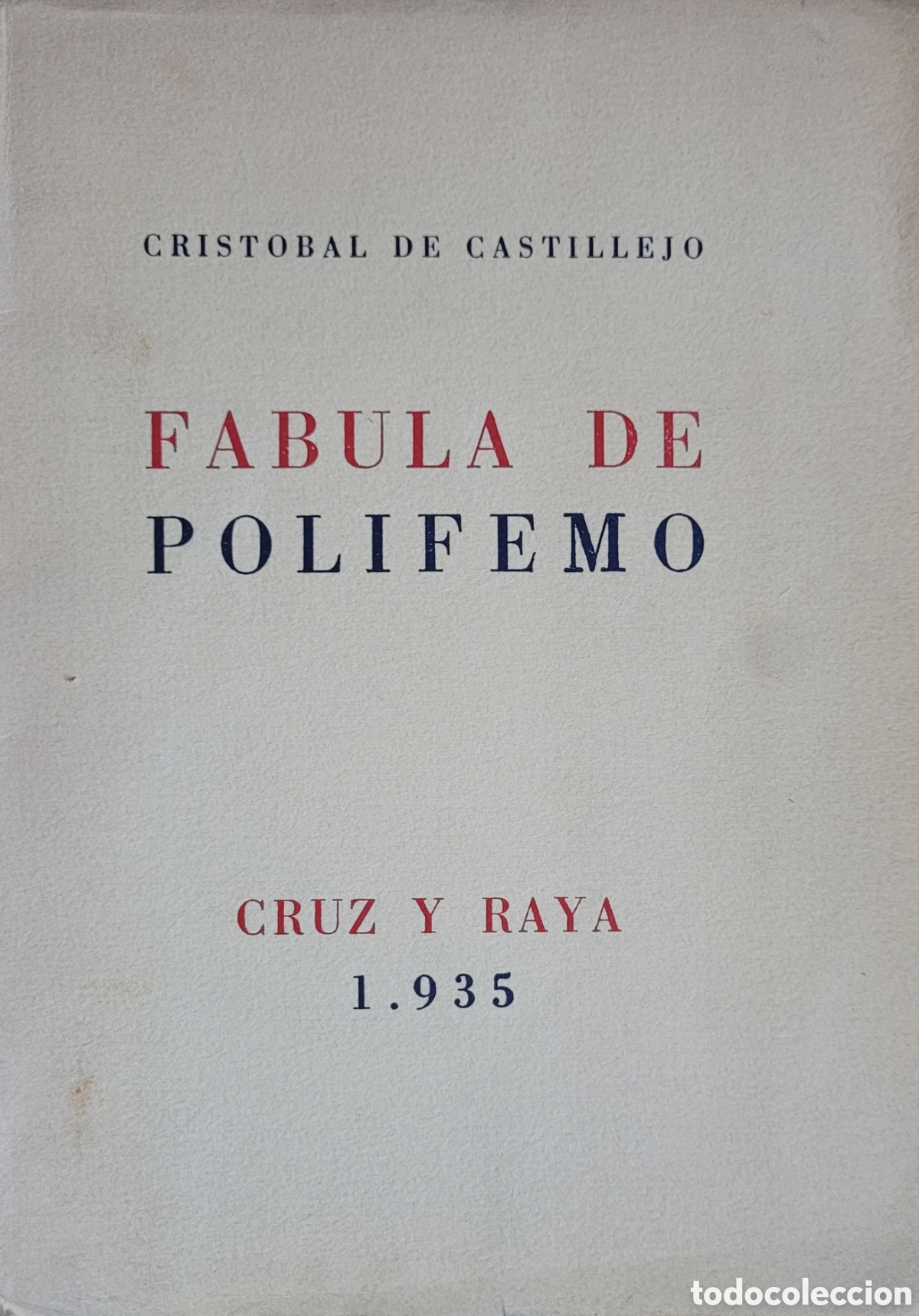 Libros antiguos: F&aacute;bula de Polifemo. Crist&oacute;bal de Castillejo - Foto 1