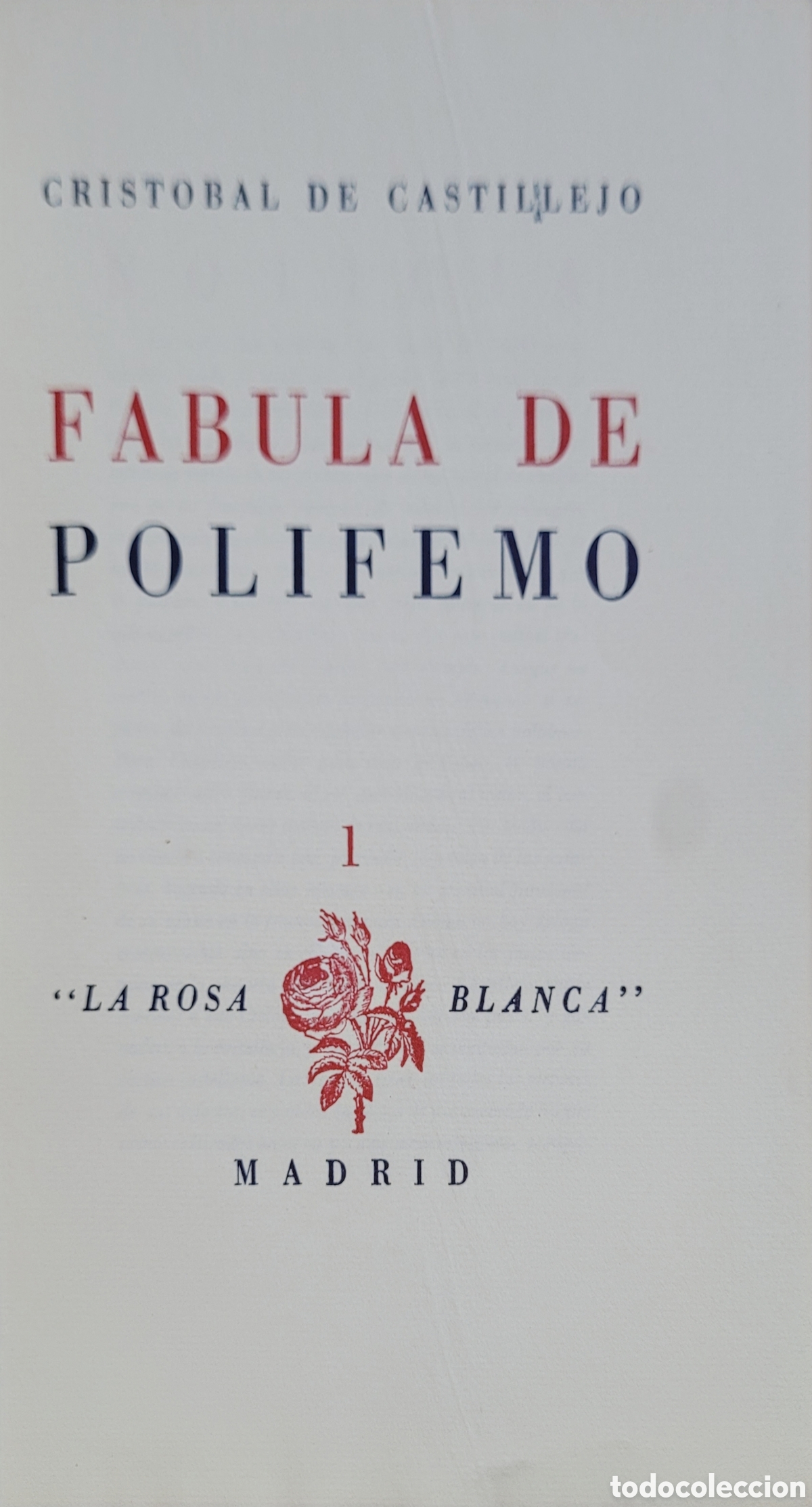 Libros antiguos: F&aacute;bula de Polifemo. Crist&oacute;bal de Castillejo - Foto 3