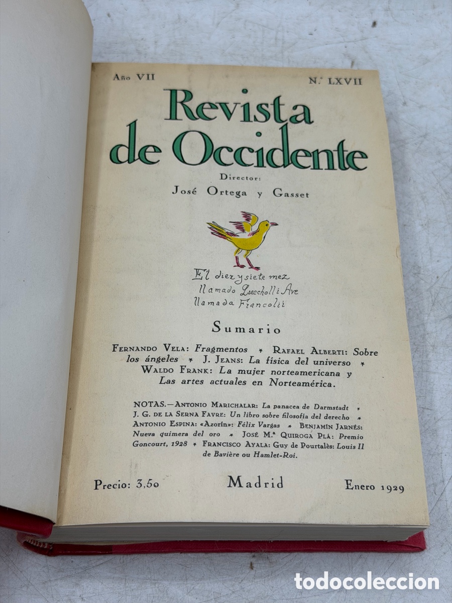 Libros antiguos: Primera Aparici&oacute;n Fragmentos: Sobre los &Aacute;ngeles de Rafael Alberti en La Revista Occidente 1929