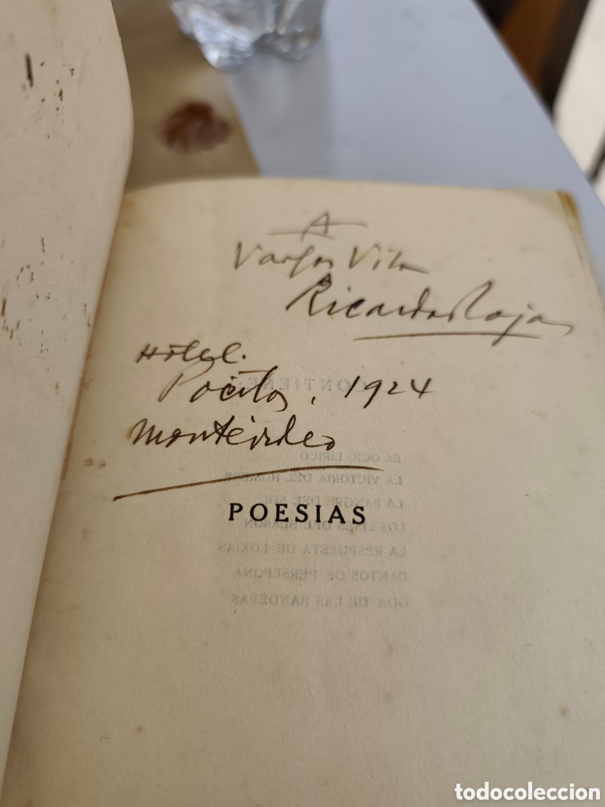 Antiquarische B&uuml;cher: Obras Poes&iacute;as Ricardo Rojas dedicado al escritor Vargas Vila. 1923