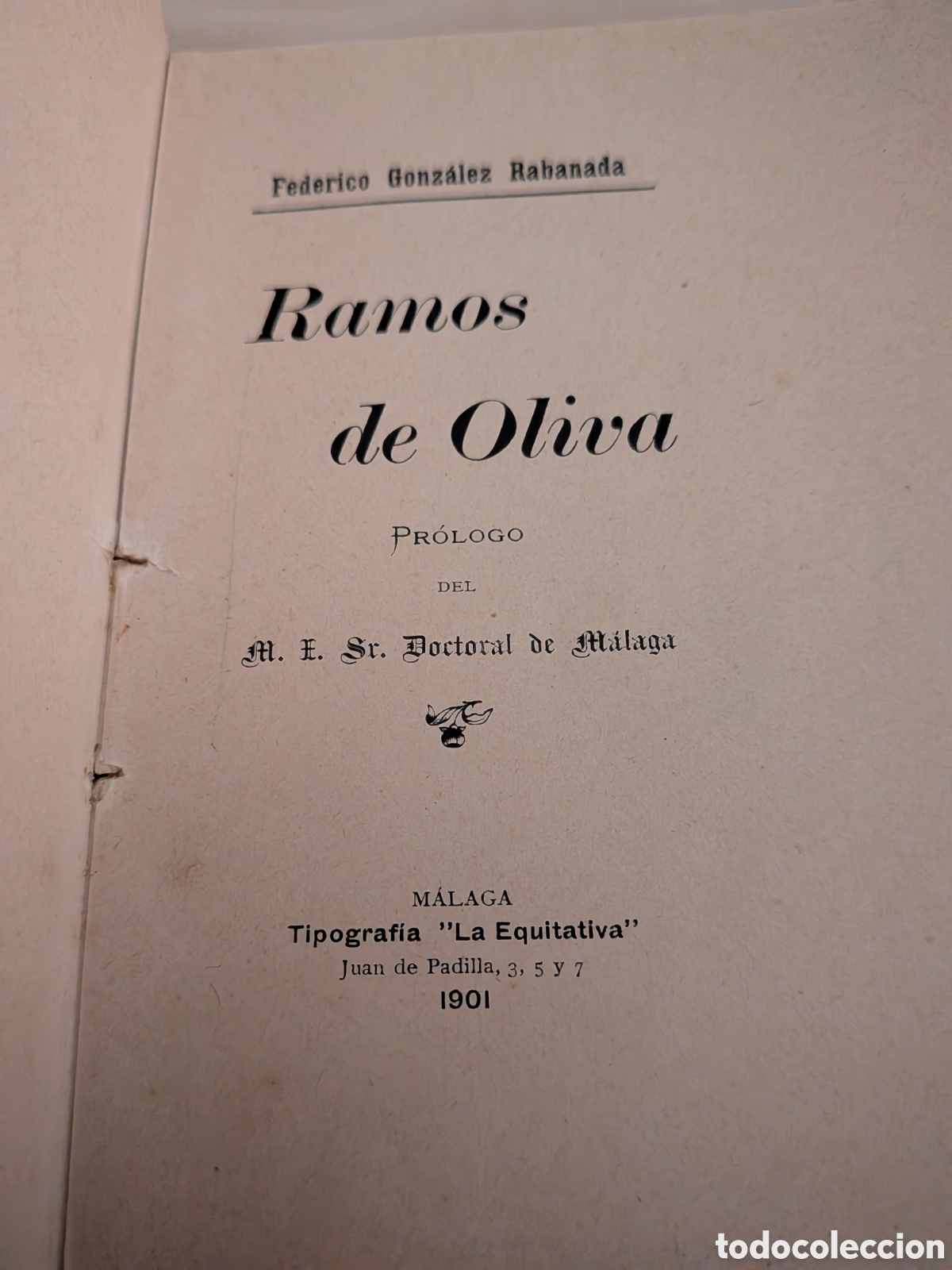 Libros antiguos: Ramos de oliva por Federico Gonz&aacute;lez Rabanada1901 M&aacute;laga