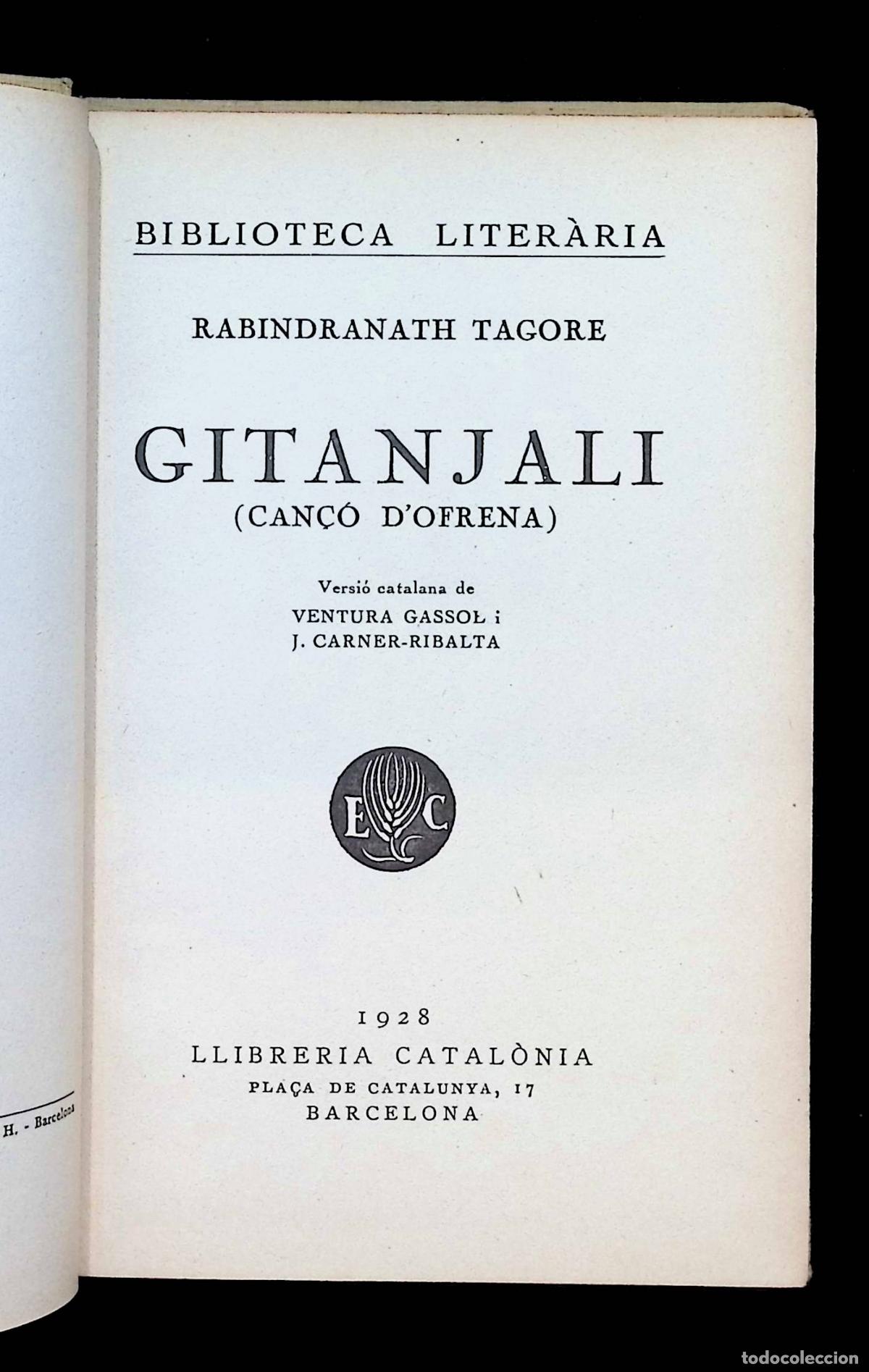Libros antiguos: GITANJALI. (Can&ccedil;&oacute; dofrena). - TAGORE, Rabindranath. - Foto 1