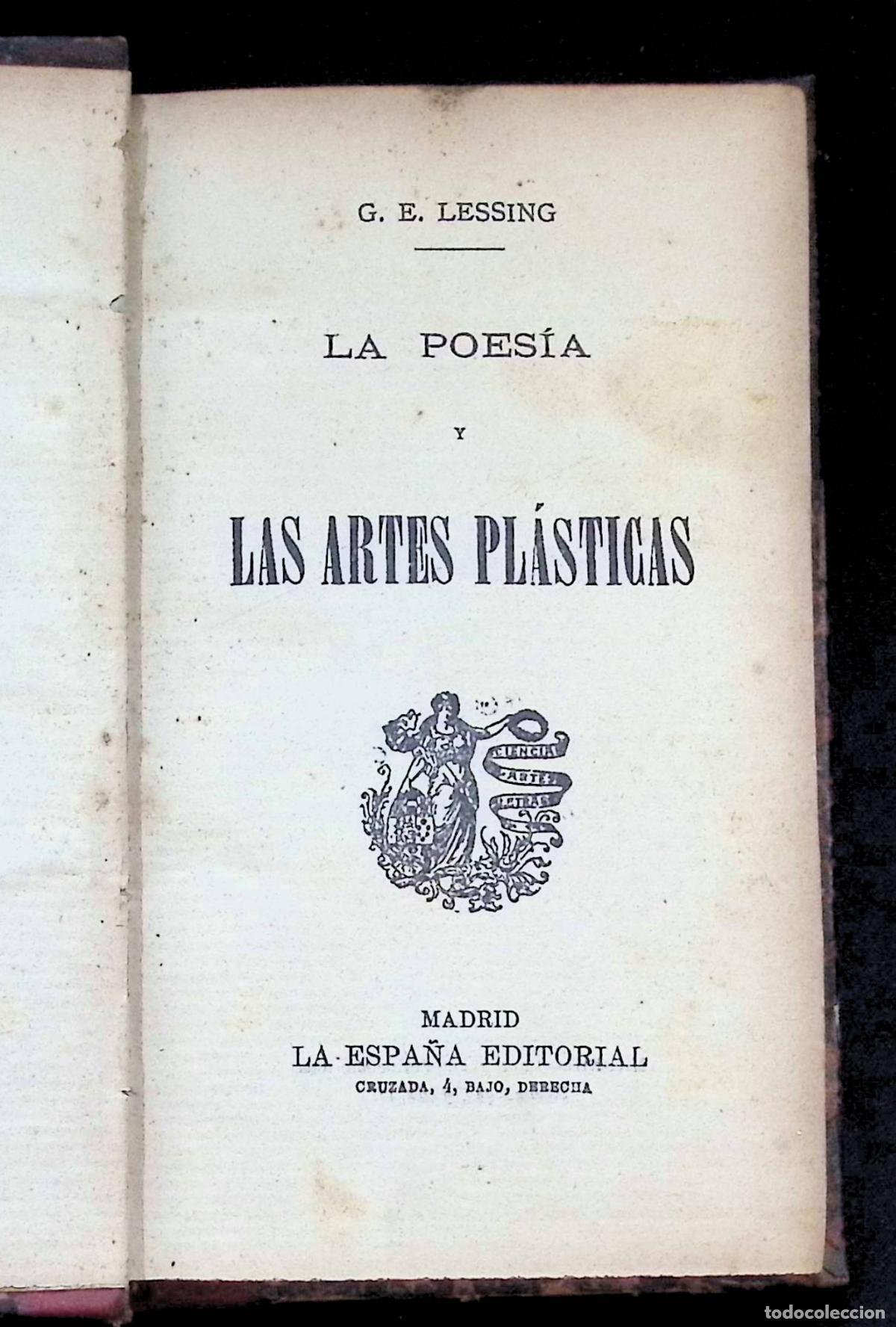 Libros antiguos: LA POES&Iacute;A Y LAS ARTES PL&Aacute;STICAS. - LESSING, Gothold Eprah&iuml;m.