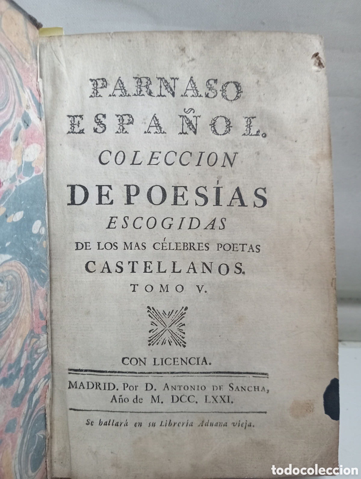 Libros antiguos: PARNASO ESPA&Ntilde;OL . COLECCION DE POES&Iacute;AS ESCOGIDAS C&Eacute;LEBRES POETAS CASTELLANOS. TOMO V. MADRID 1771
