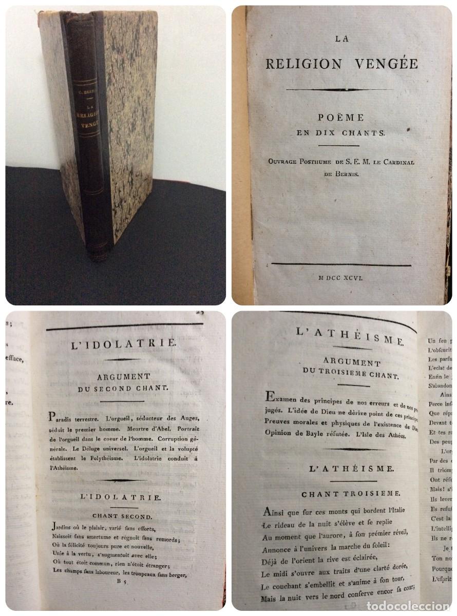 Libros antiguos: La religion vengee. Poeme en dix chants , 1796. Muito raro