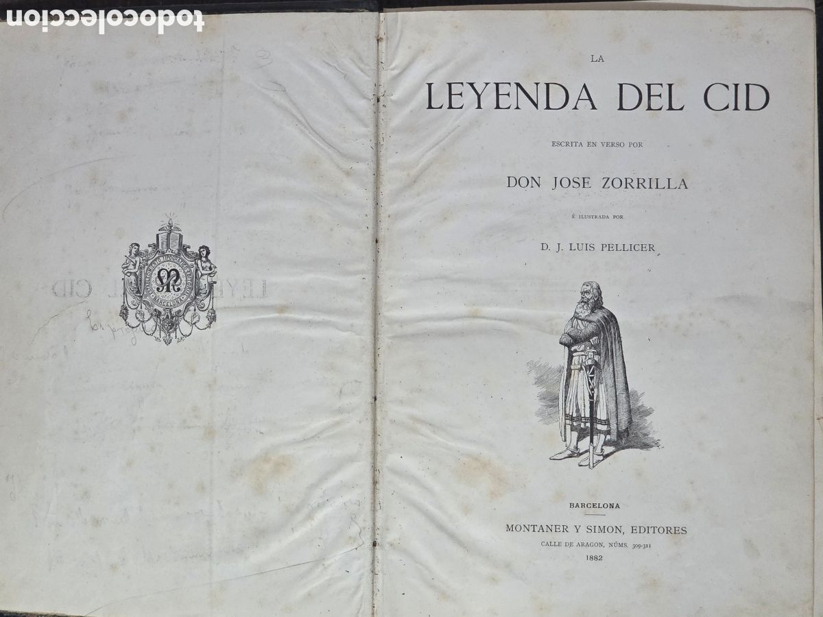Libros antiguos: LA LEYENDA DEL CID 1882 Zorrilla J. Montaner y Sim&oacute;n